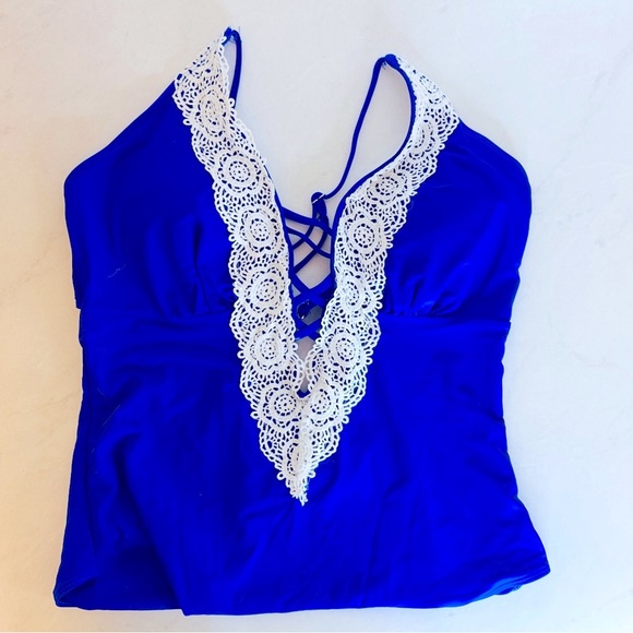 Royal Blue Lace One Piece Women’s Swimsuit NWOT - Picture 6 of 8